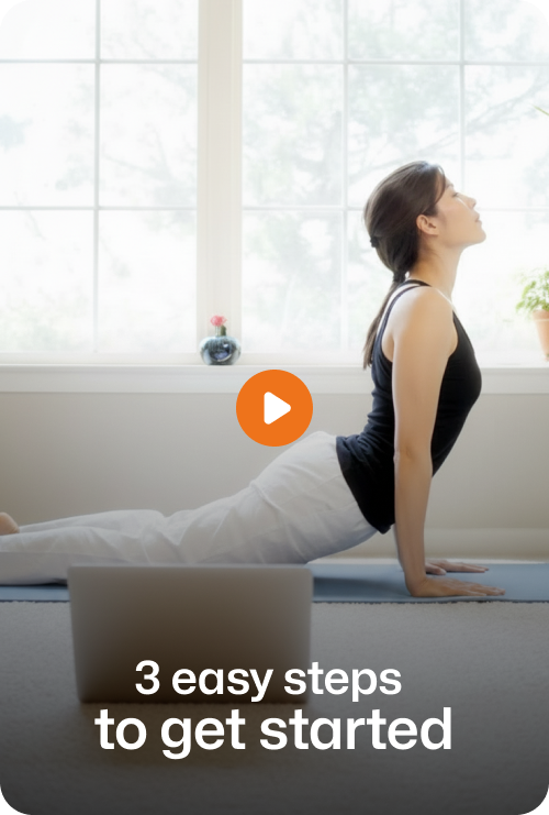 Woman starting her personalized yoga journey with MyYogaTeacher from home